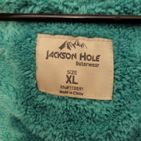 women's JACKSON HOLE teal full zip up hooded sweatshirt sz XL - Picture 5 of 8